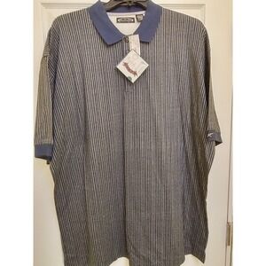 Men's Reebok Golf Polo Shirt XXL Chevron‎ Stripe Blue